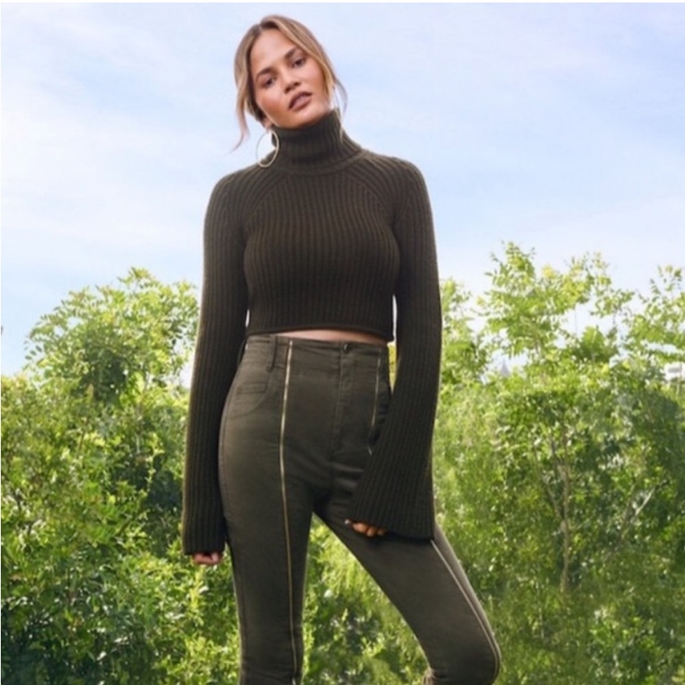 A.L.C. Irvyn Merino Wool Turtleneck Long Sleeve Cropped Knit Sweater Size XS